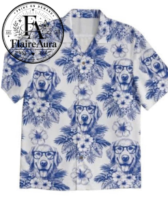 Tropical Dog Print Hawaiian Shirt