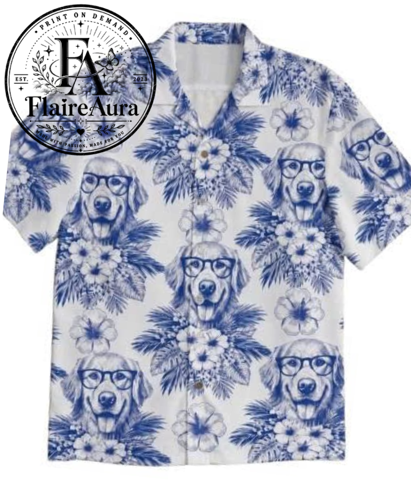 Tropical Dog Print Hawaiian Shirt