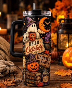 Spooky Ghost Pumpkin Halloween 40oz Tumbler