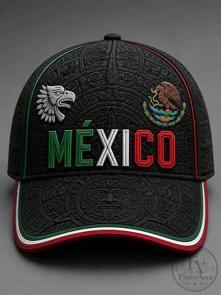 Mexico National Football Team Black Embroidered Baseball Cap Hat