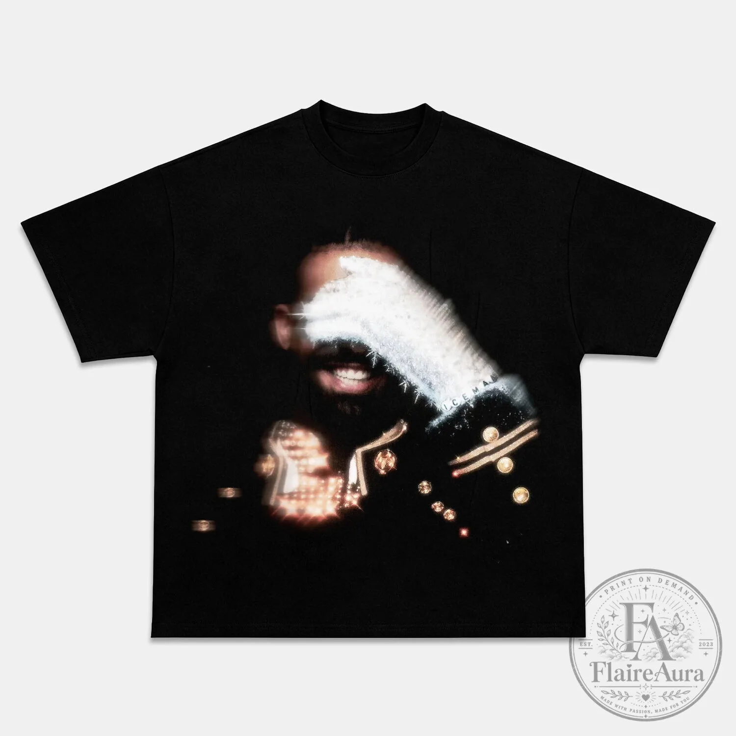 Black Graphic T-Shirt Featuring Drake's Iceman 2026 Album Cover Art