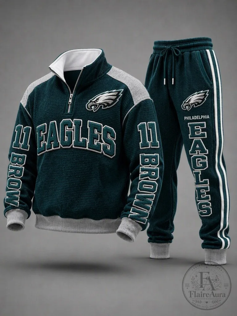 Eagles Philadelphia Quarter-Zip Sweatshirt with Matching Jogger Pants Outfit 11 Eagles Philadelphia Quarter-Zip Sweatshirt with Matching Jogger Pants Outfit