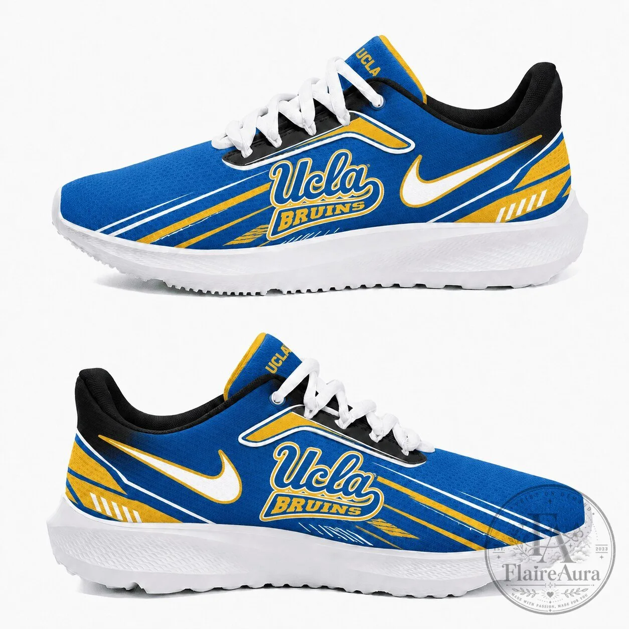 UCLA Bruins Royal Blue Gold White Athletic Running Shoes