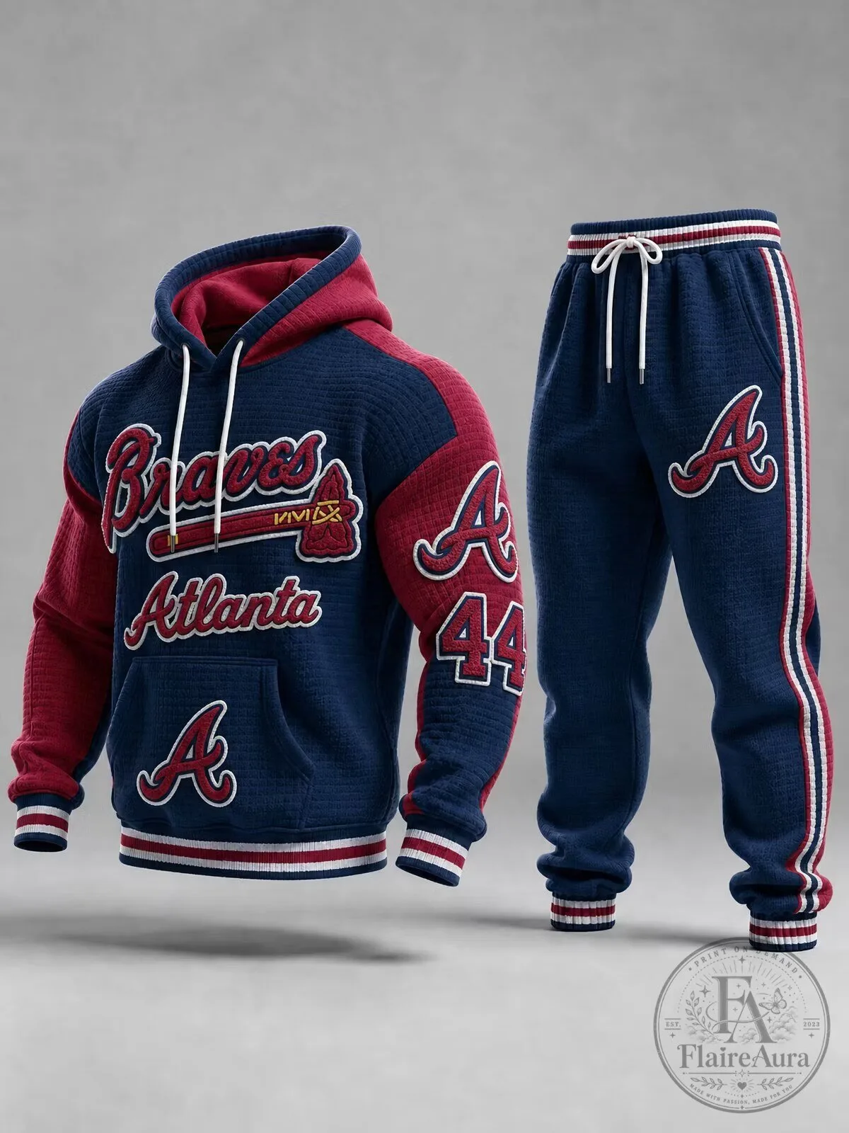 Atlanta Braves Hoodie and Sweatpants Tracksuit Set for Baseball Fans