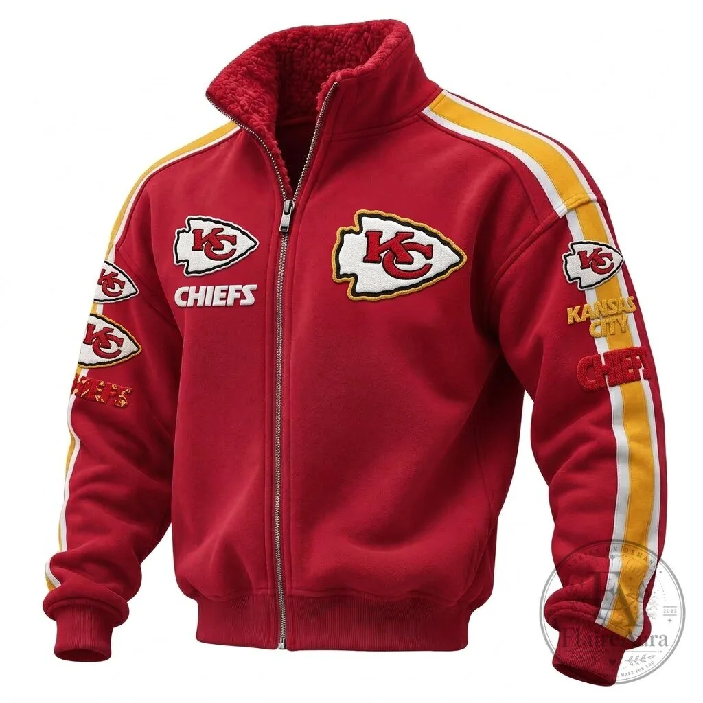 Kansas City Chiefs Red Sherpa Lined Full Zip Bomber Jacket