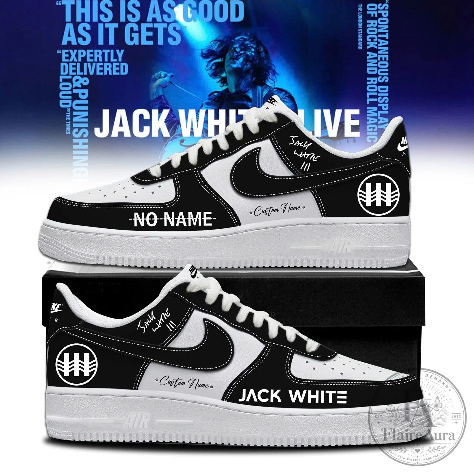 Jack White Live No Name Tour Custom Name Air Force One Shoes