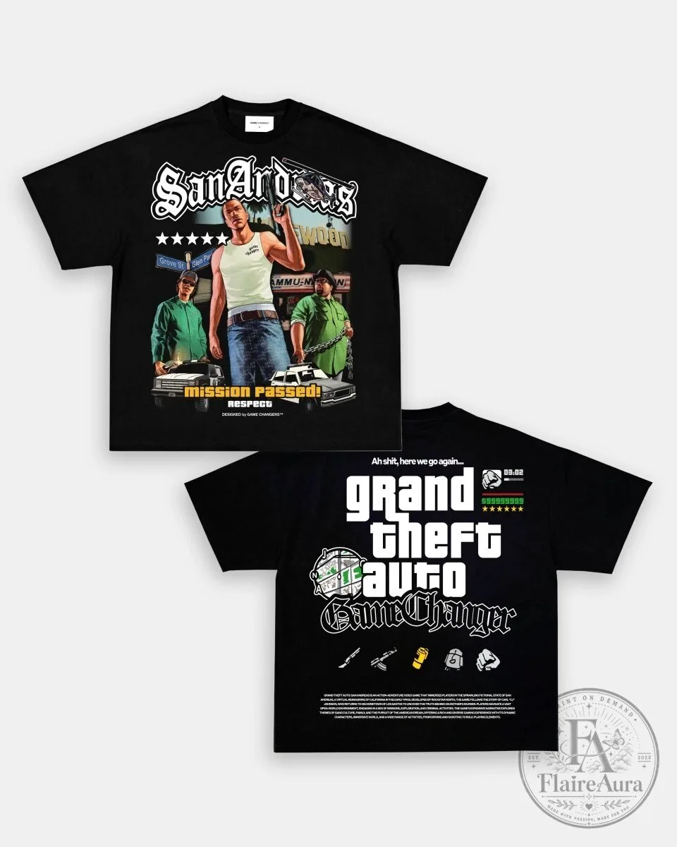 Grand Theft Auto San Andreas Game Changer Black Graphic T-Shirt