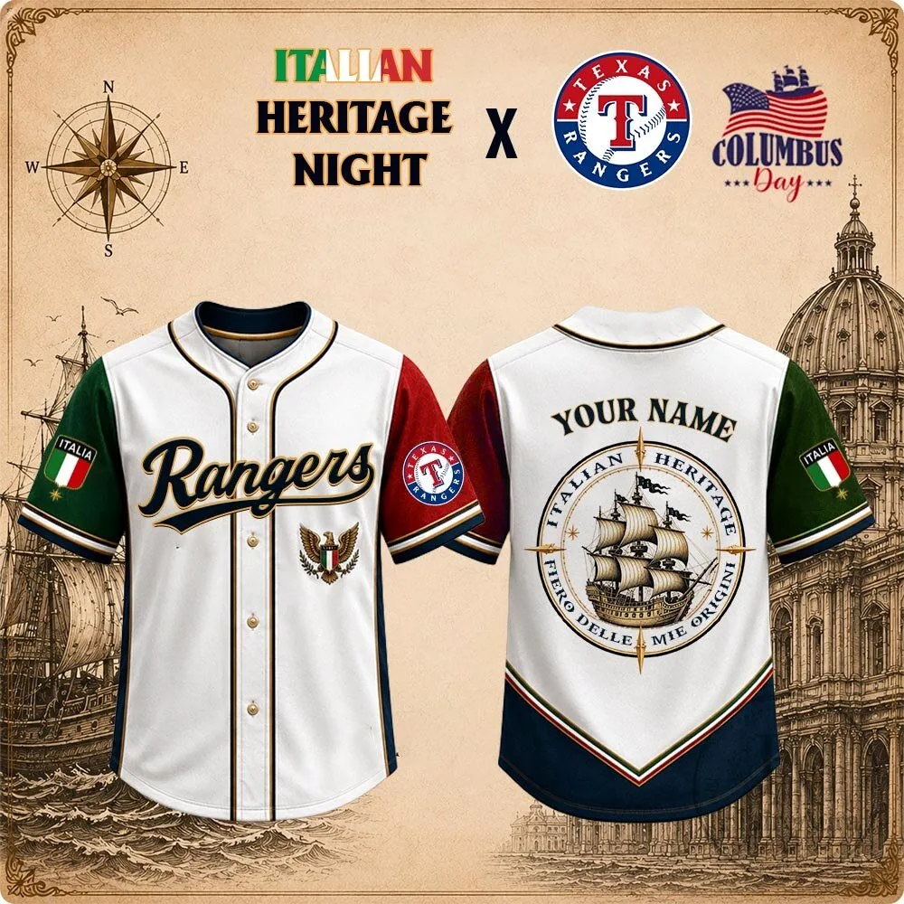 Texas Rangers Baseball Italian Heritage Night Personalized Jersey