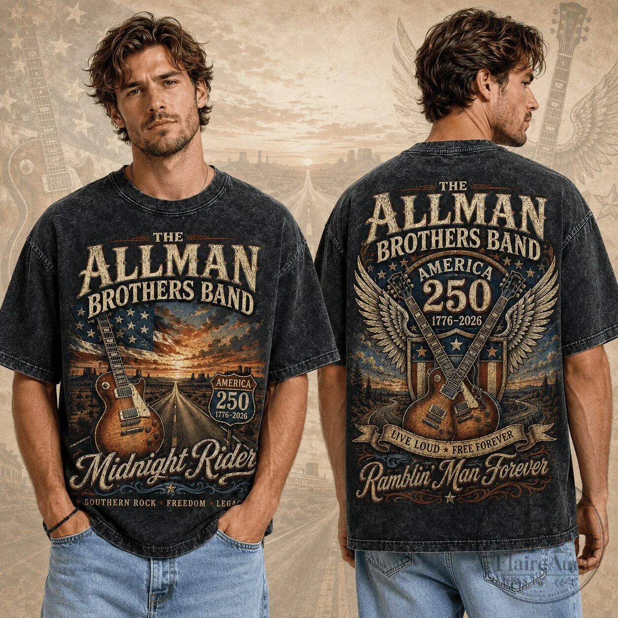 The Allman Brothers Band America 250 Midnight Rider Southern Rock T-Shirt 1 The Allman Brothers Band America 250 Midnight Rider Southern Rock T-Shirt