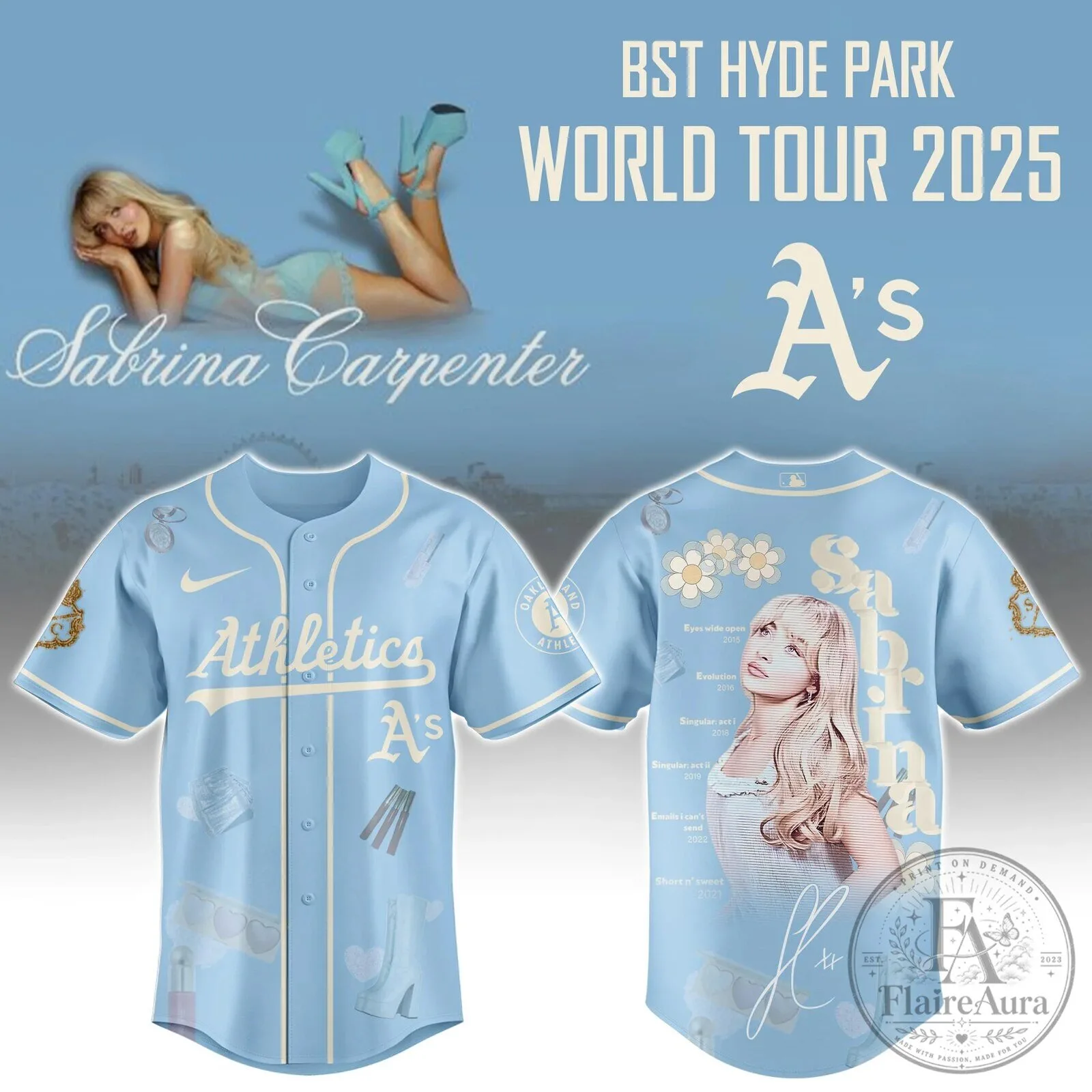 Sabrina Carpenter Athletics World Tour 2025 Baseball Jersey