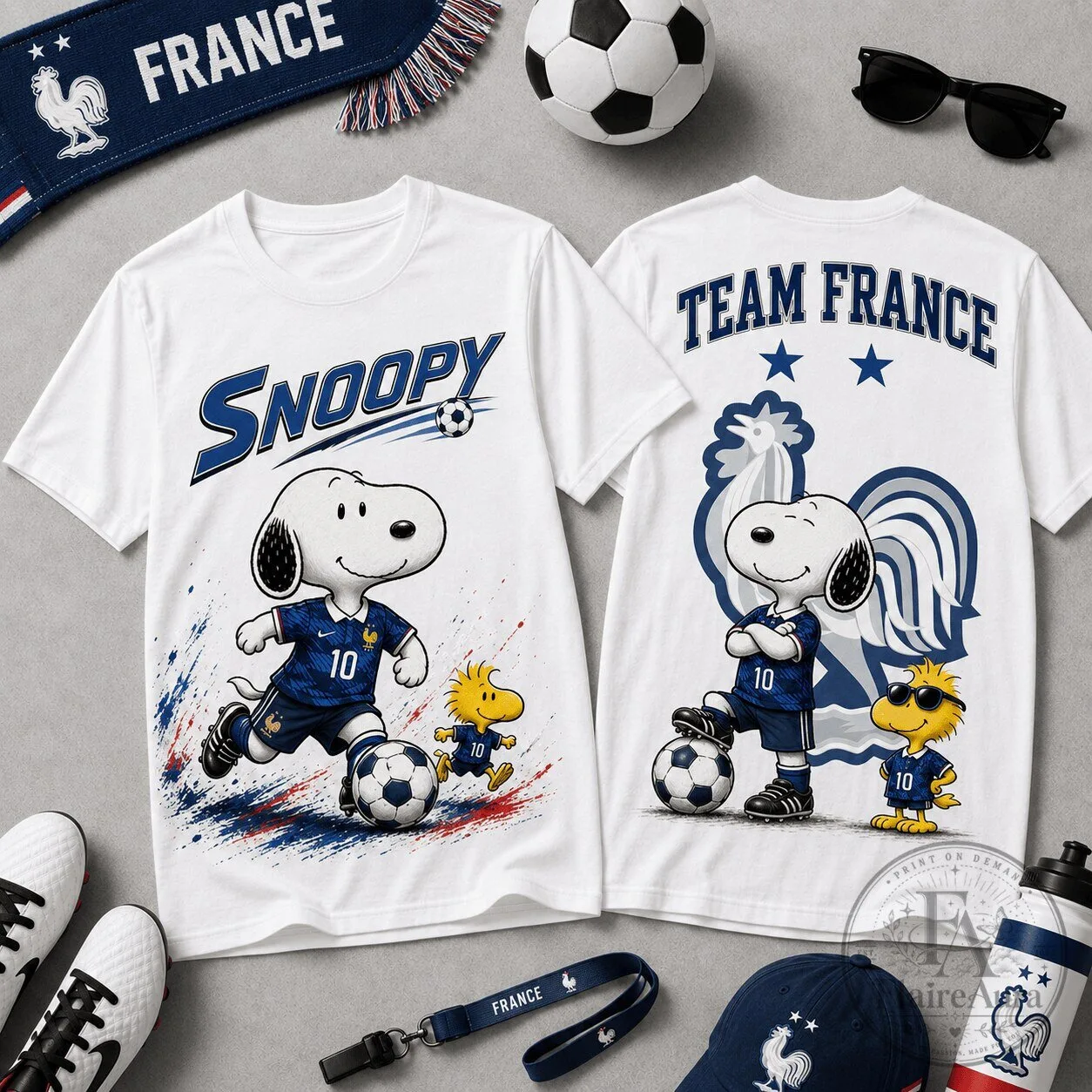 Snoopy France Soccer Team Fan Graphic T-Shirt
