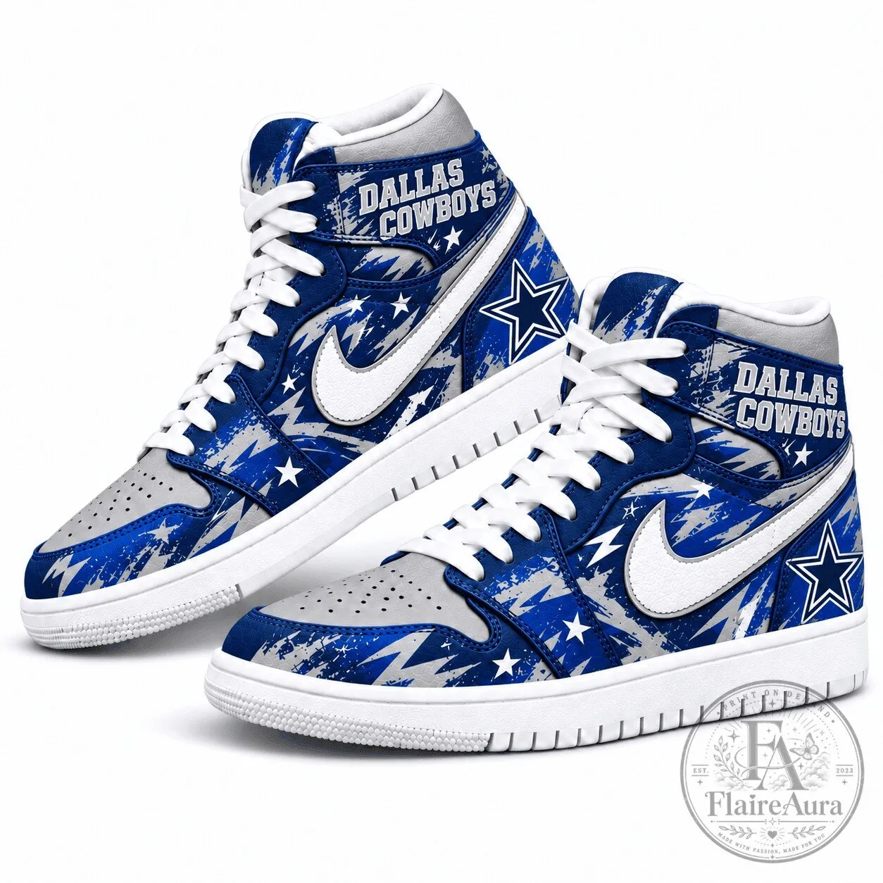 Dallas Cowboys Graffiti Style High Top Sneakers Custom Print