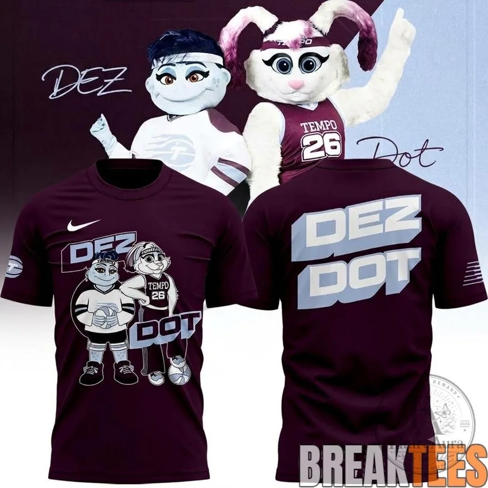 Toronto Tempo Dez and Dot Mascots Maroon Graphic T-Shirt