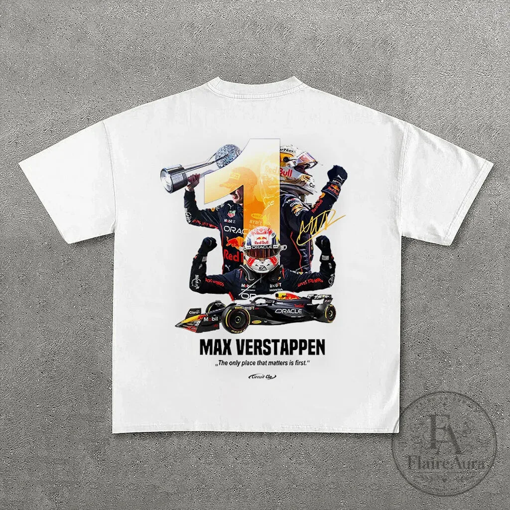 Max Verstappen F1 Racing Champion White Graphic T-Shirt