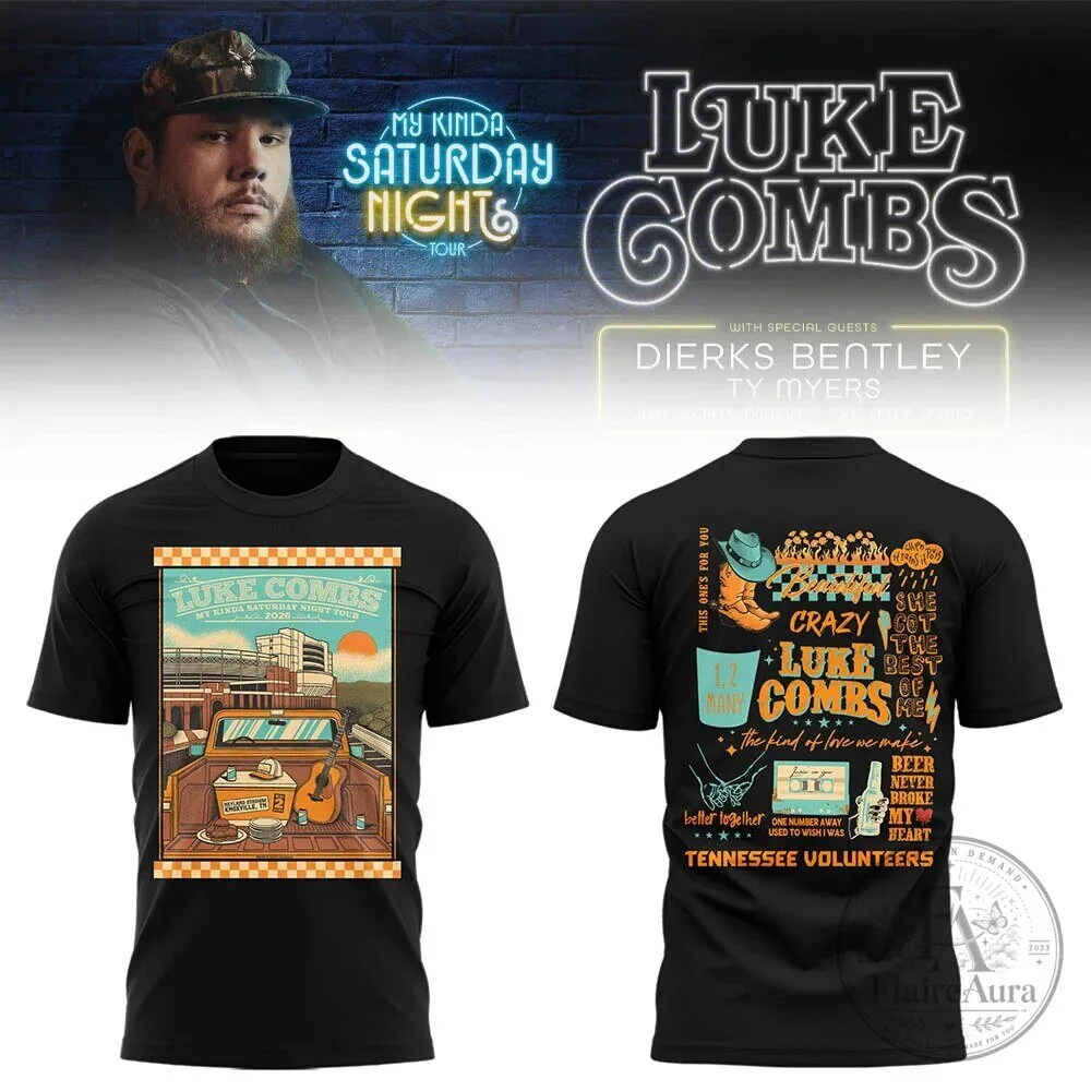 Tennessee Volunteers T-Shirt for Luke Combs My Kinda Saturday Night Tour at Neyland Stadium