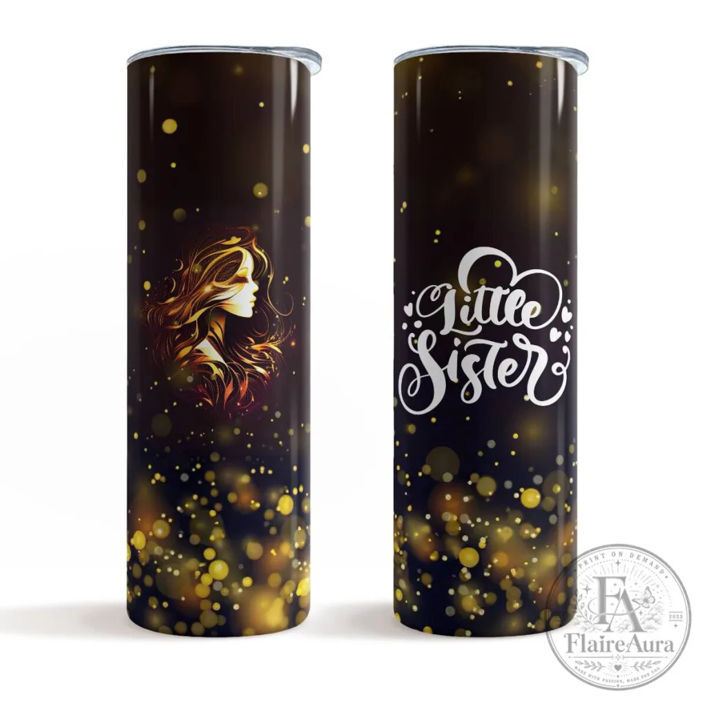 Little Sister Gold Glitter Sparkle Skinny Tumbler Little Sister Gold Glitter Sparkle Skinny Tumbler