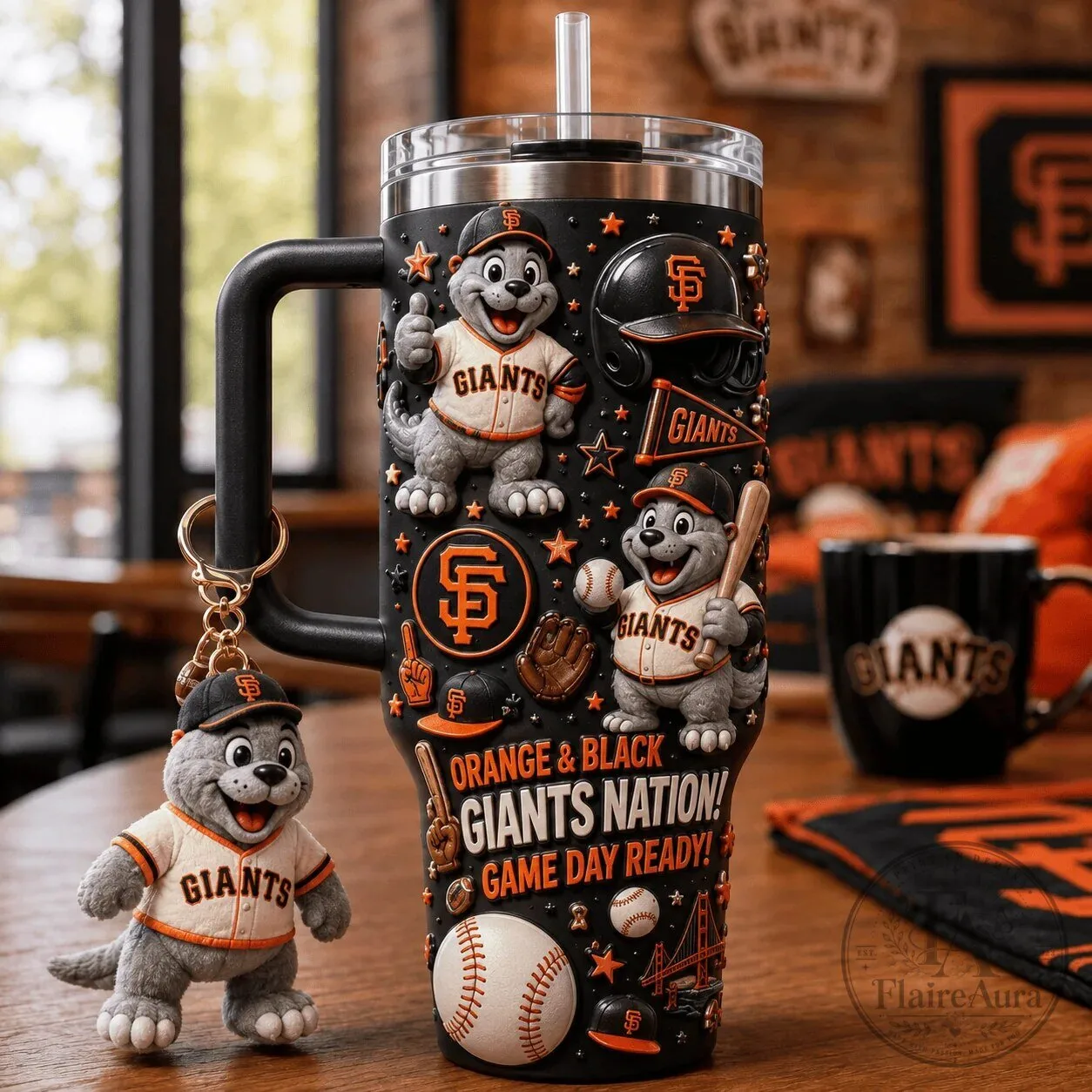 San Francisco Giants Baseball Team 40oz Stainless Steel Travel Tumbler with Handle