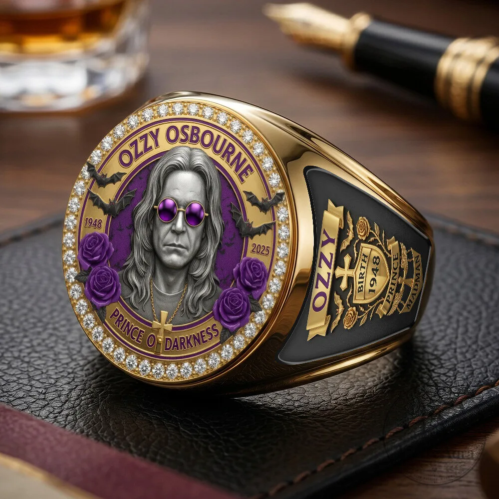 Ozzy Osbourne Prince of Darkness Gold Tone Commemorative Ring