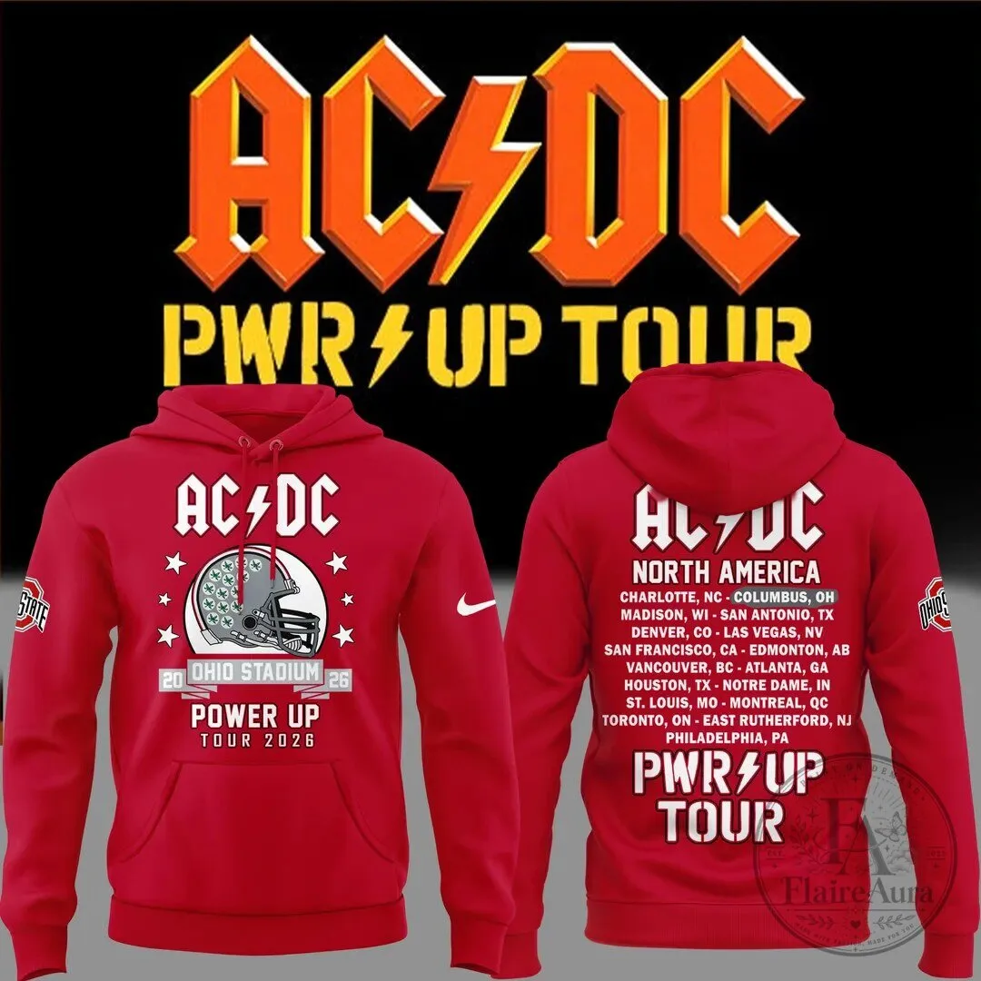 Ohio State Football AC/DC Power Up Tour 2026 Red Hoodie