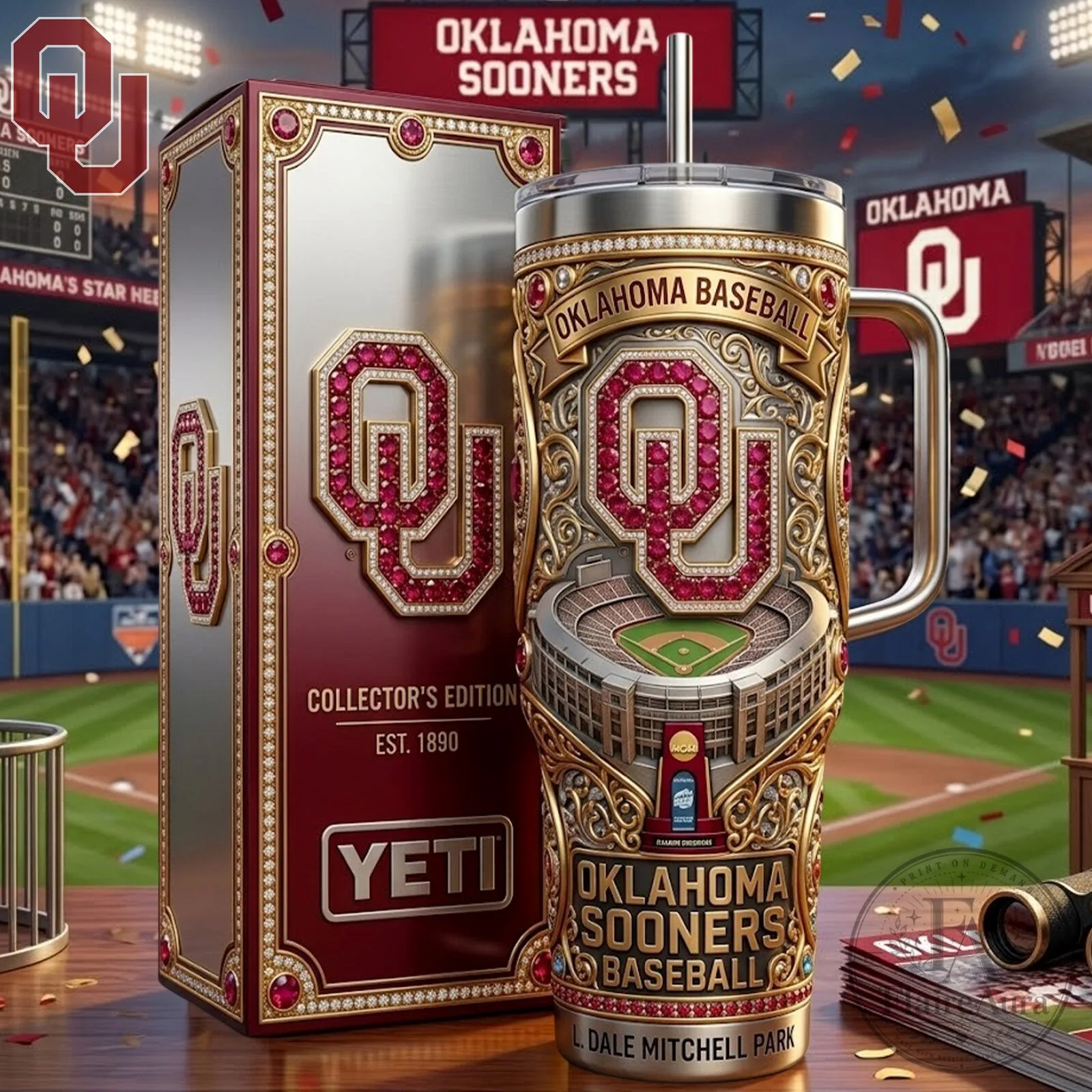 Oklahoma Sooners Baseball Collector's Edition Stainless Steel Tumbler