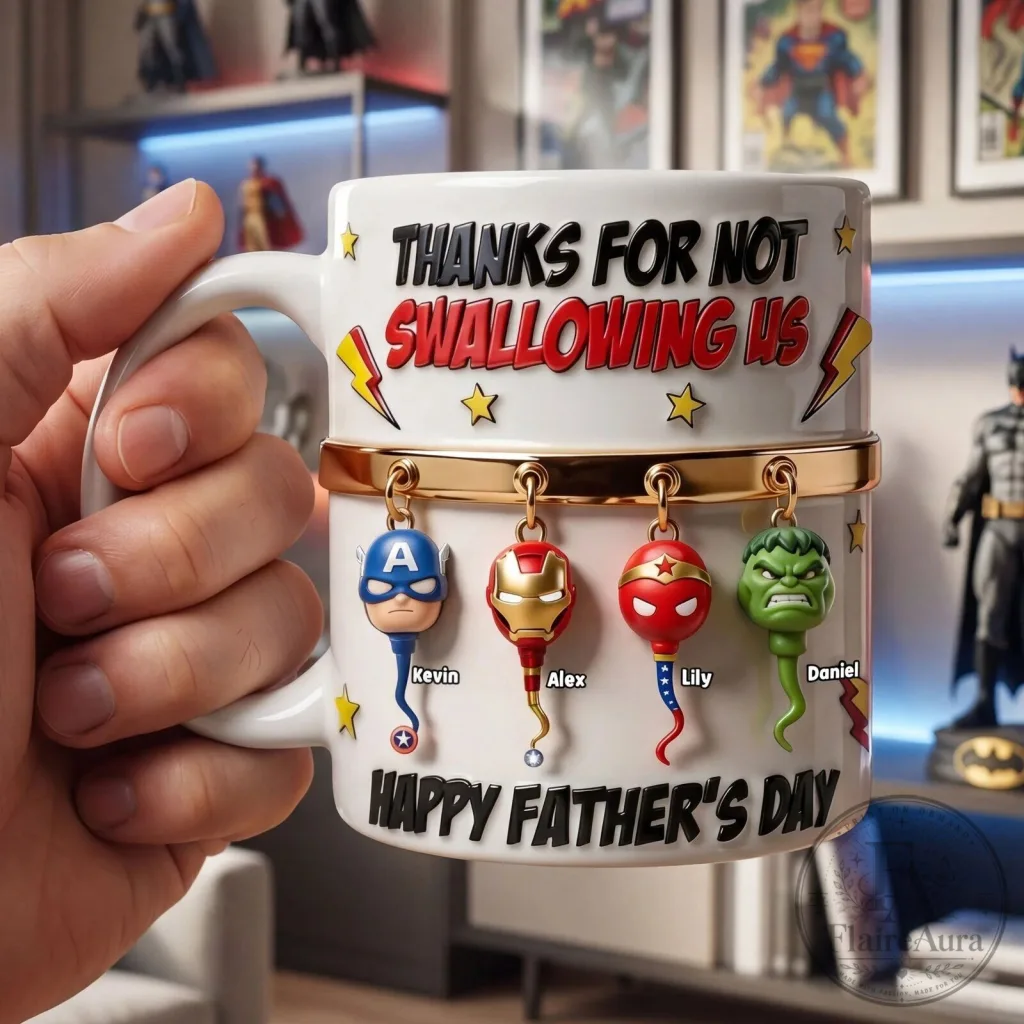 Funny Hero Squad Thanks For Not Swallowing Us Happy Father's Day Mug 1 Funny Hero Squad Thanks For Not Swallowing Us Happy Father's Day Mug