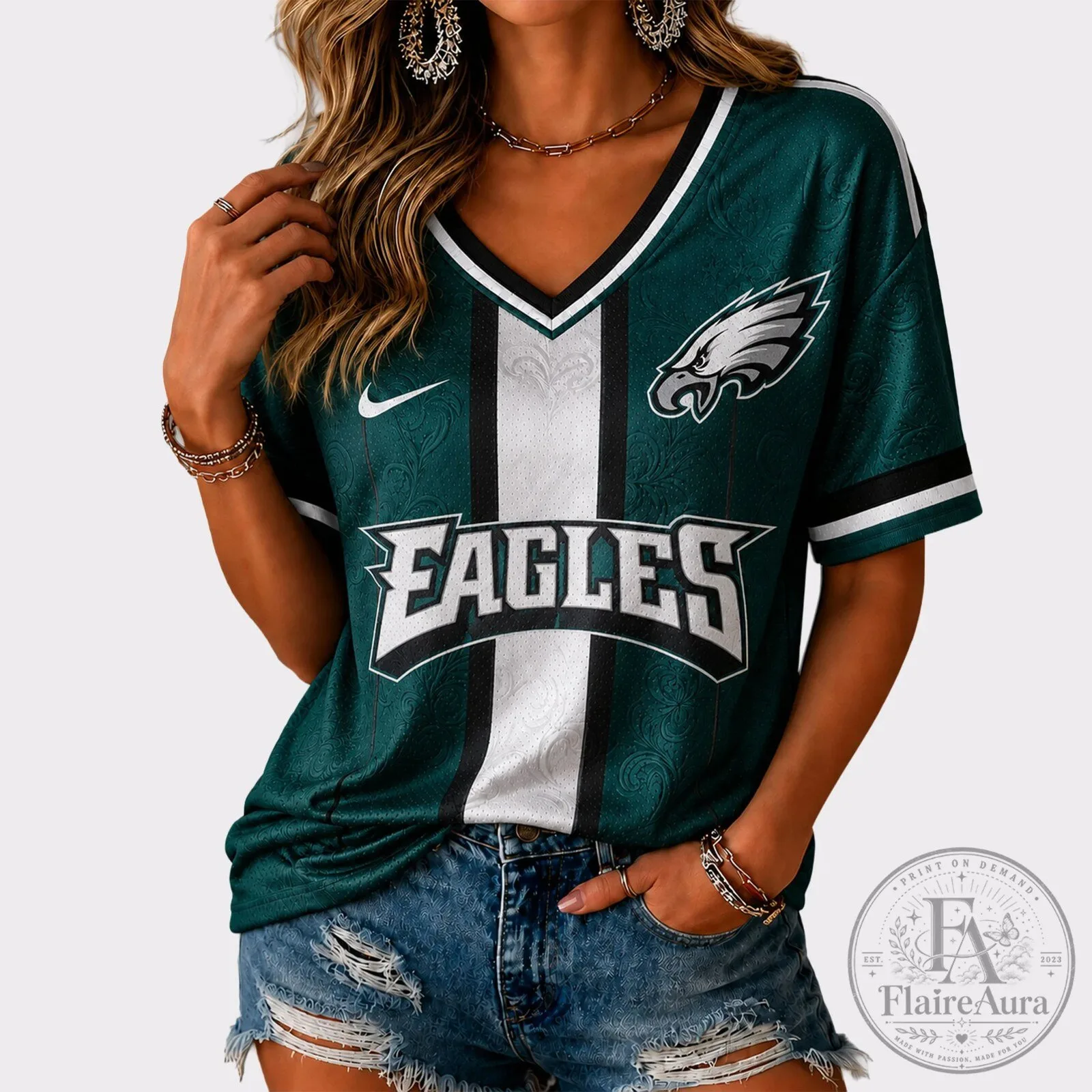 Philadelphia Eagles National Football League Womens V-Neck Jersey