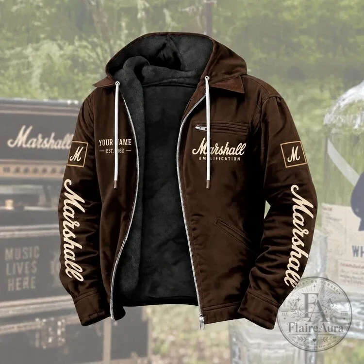 Personalized Marshall Amplification Music Lives Here Brown Jacket