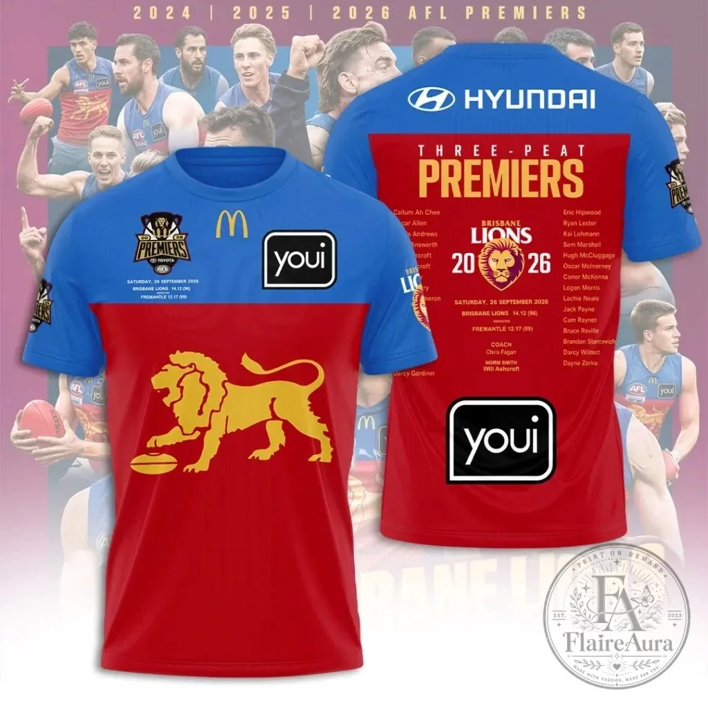 Brisbane Lions Three-Peat Premiers 2026 Australian Rules Football Jersey