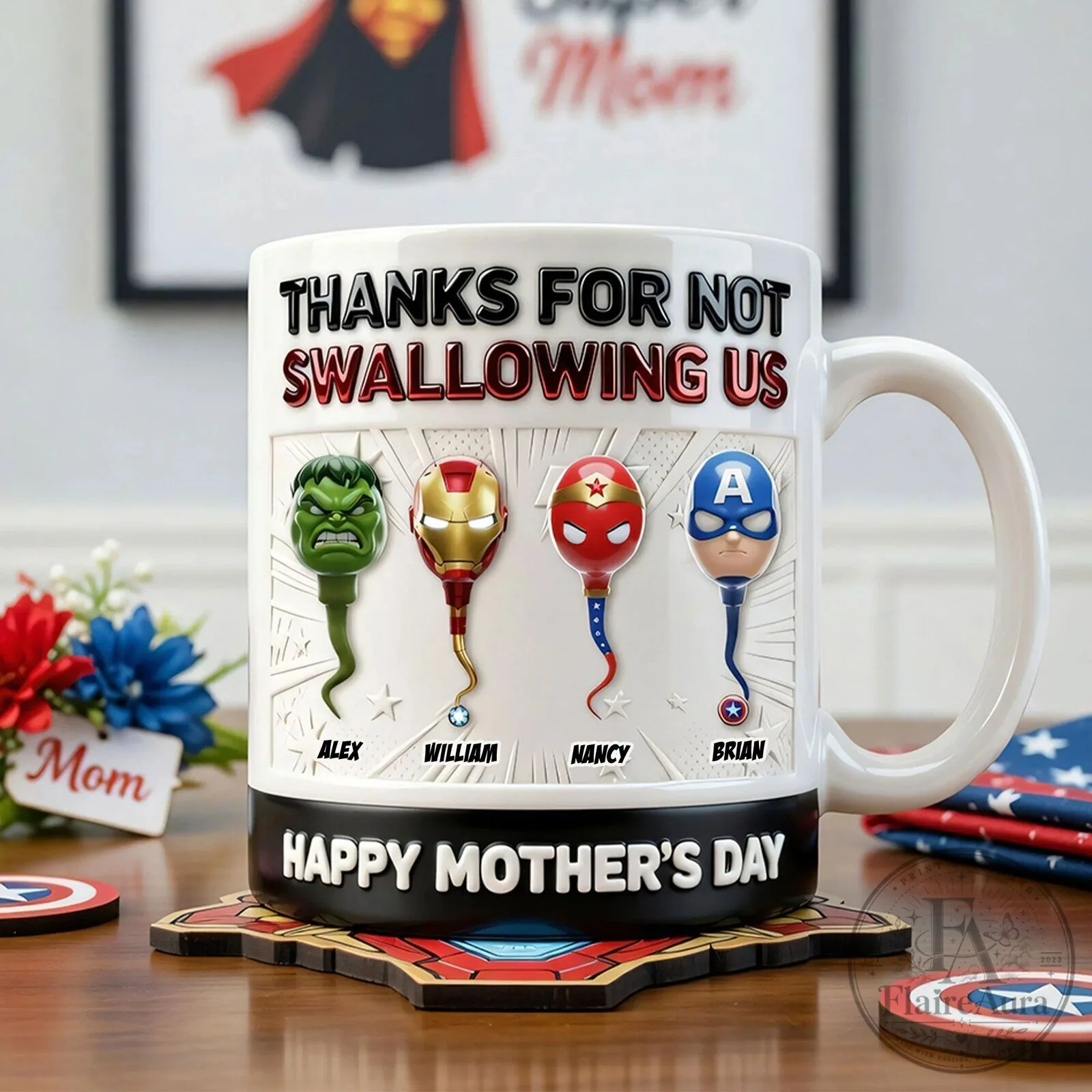Funny Mother's Day Personalized Superhero Sperm Coffee Mug
