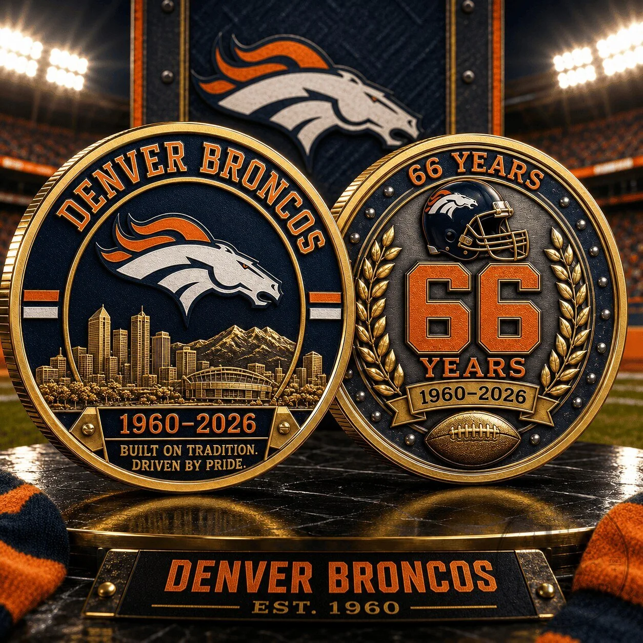 Denver Broncos 66th Anniversary Commemorative Coin 1960-2026 NFL Football