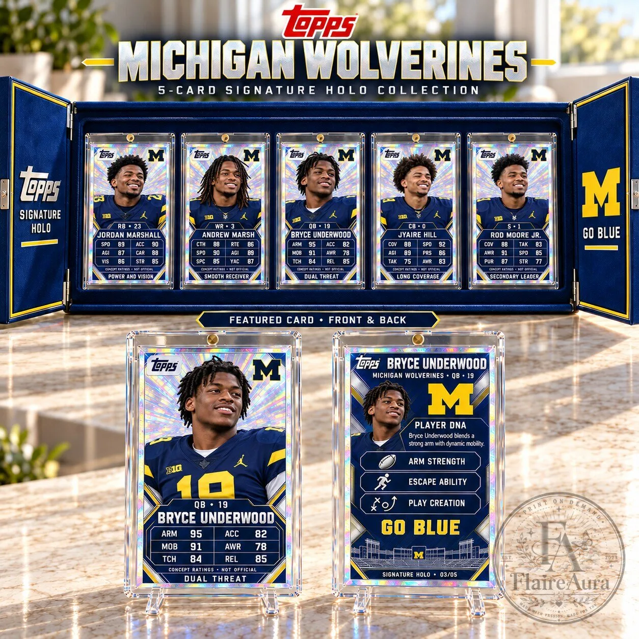 Michigan Wolverines Topps Signature Holo 5-Card Collection Box Set