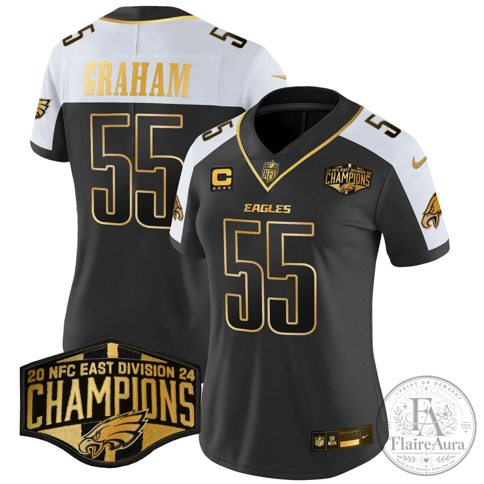 Black Football Jersey for 2024 NFC East Division Champions - Philadelphia Eagles