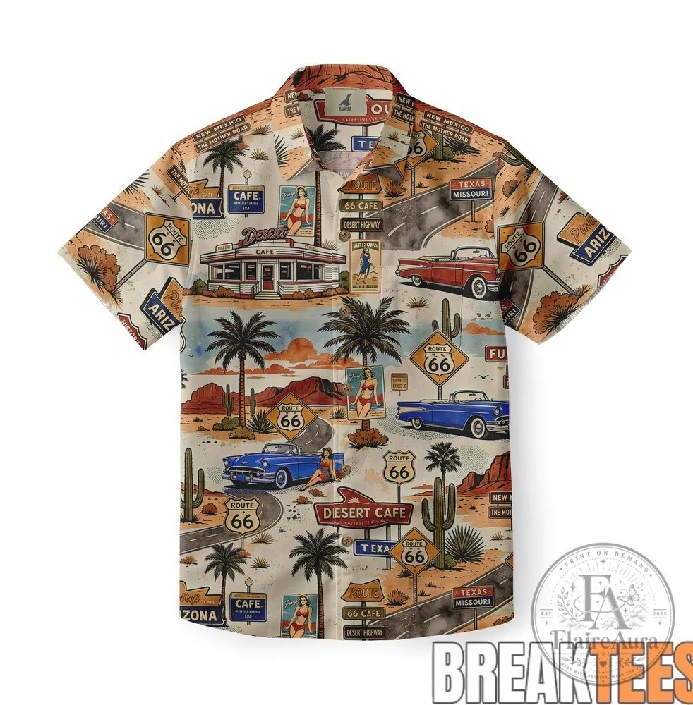 Route 66 Desert Highway Vintage Americana Hawaiian Shirt