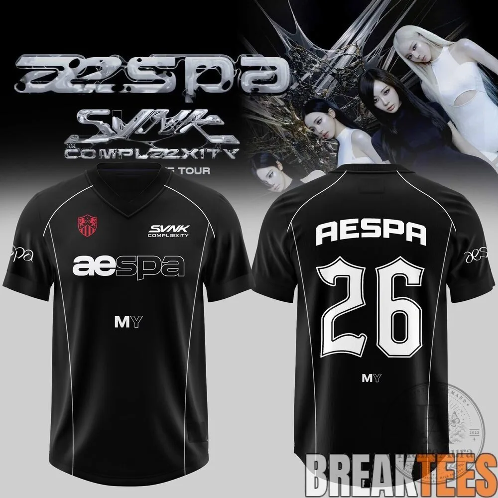 Aespa SYNK COMPLEZXITY Live Tour Black Football Jersey