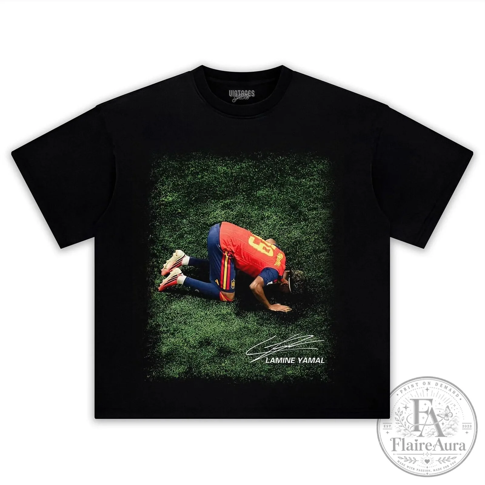 Lamine Yamal Signature Celebration Black Graphic T-Shirt