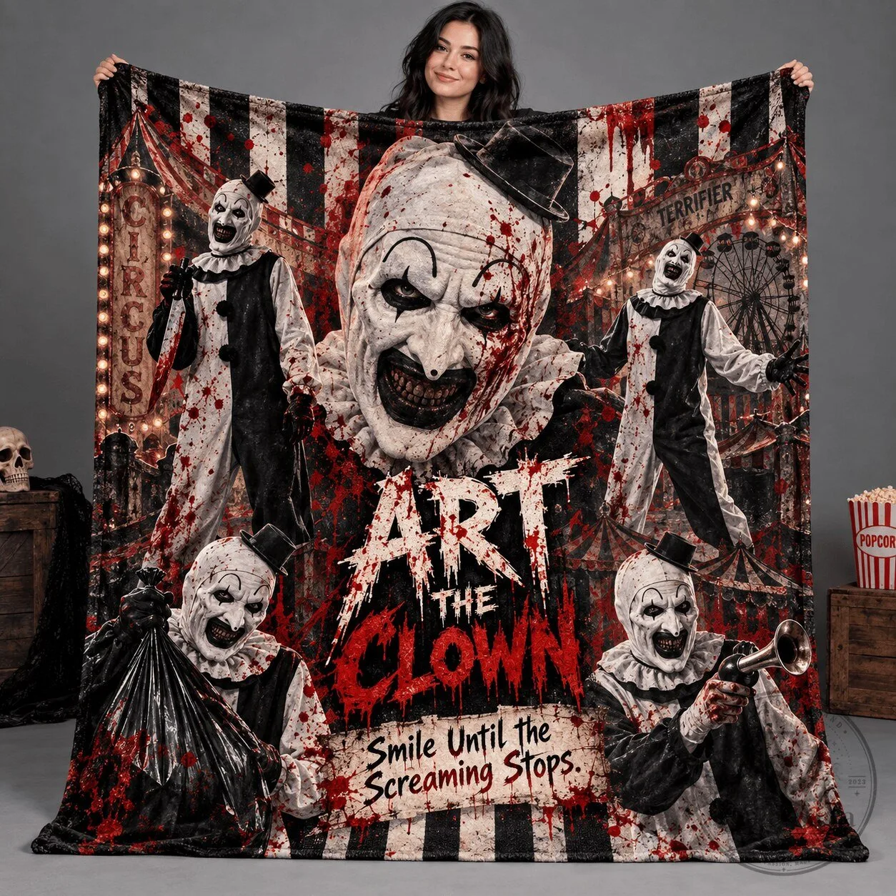 Art The Clown Terrifier Horror Movie Circus Rays Fleece Blanket