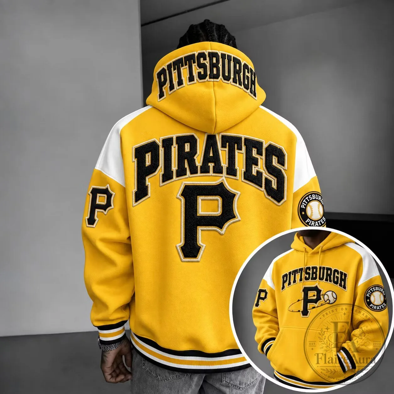 Pittsburgh Pirates Baseball Team Yellow and Black Fan Hoodie for Men and Women