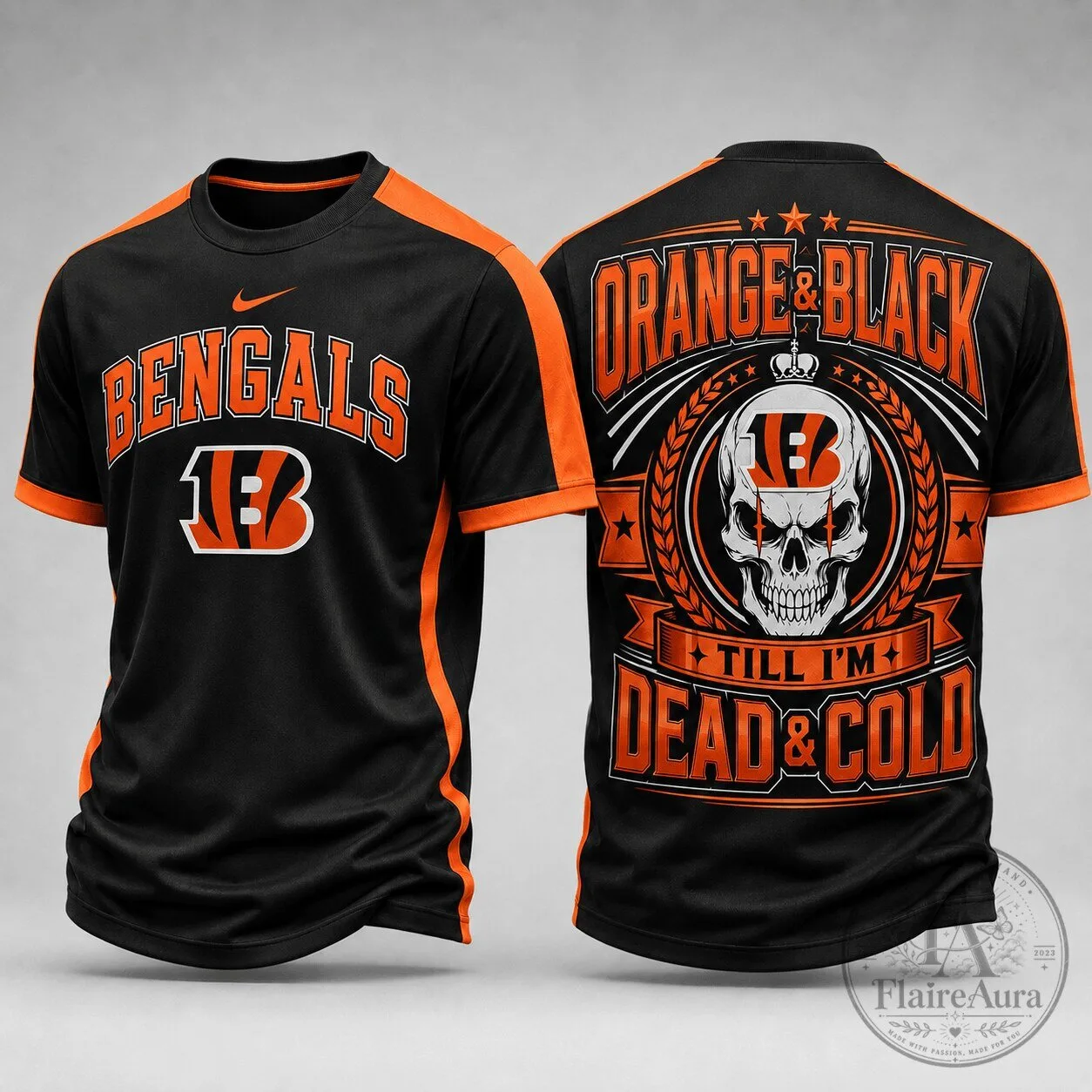 Cincinnati Bengals NFL fan shirt, Orange and Black Till I'm Dead and Cold