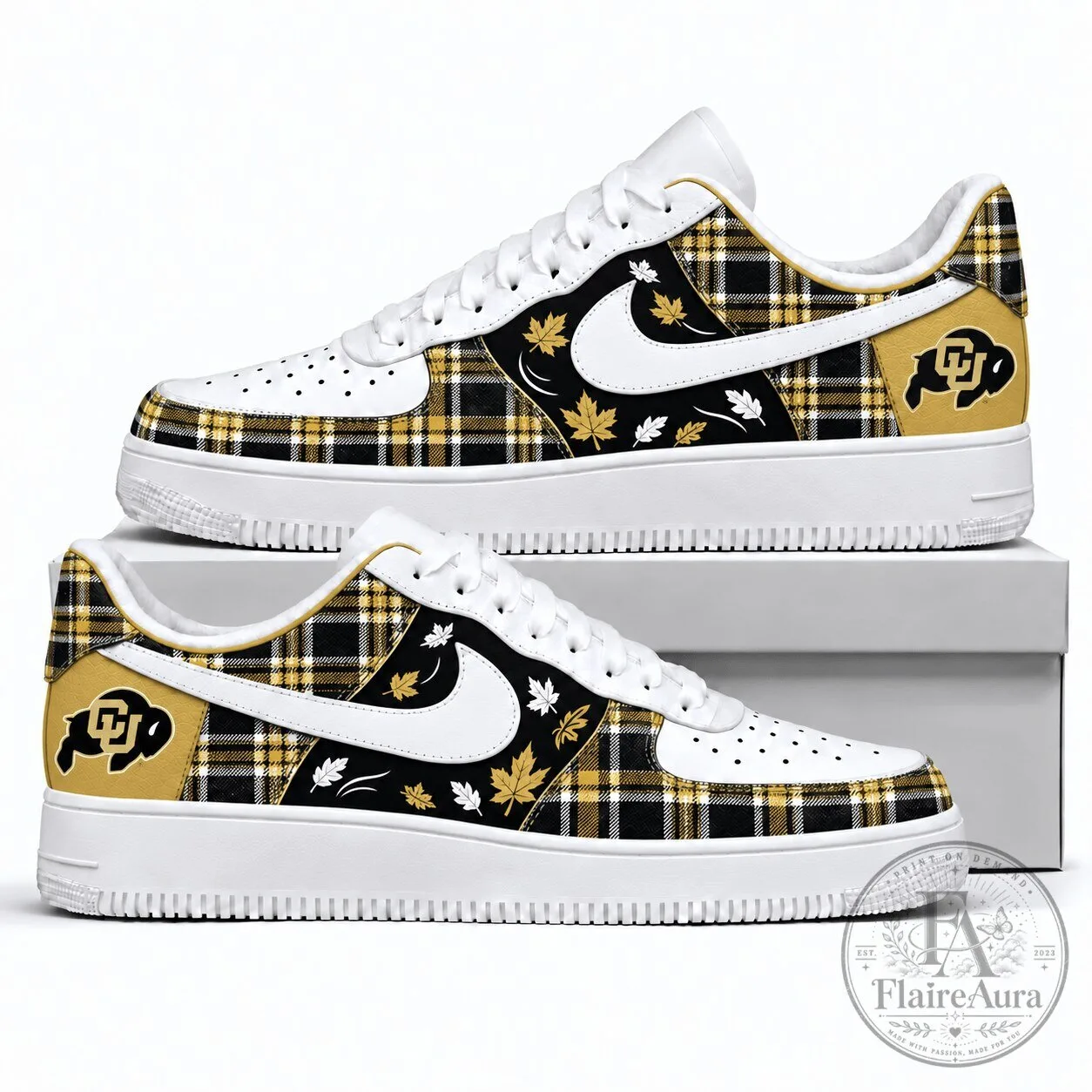 Colorado Buffaloes Fall Plaid Pattern Custom Printed Shoes