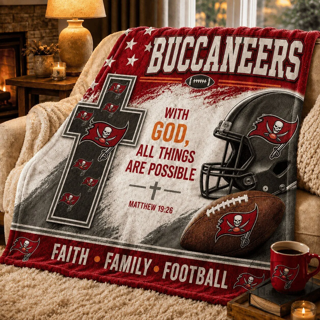 Tampa Bay Buccaneers Football Team With God All Things Are Possible Blanket