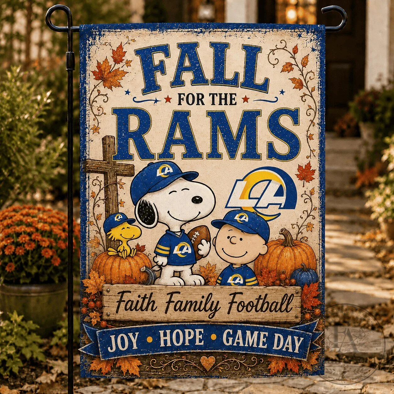 Los Angeles Rams Snoopy Fall Football Faith Family Game Day Flag