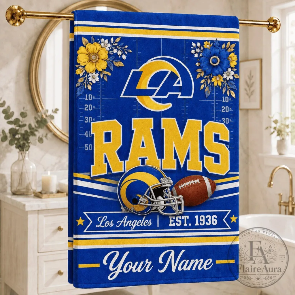 Los Angeles Rams Personalized Football Fan Bath Towel Los Angeles Rams Personalized Football Fan Bath Towel