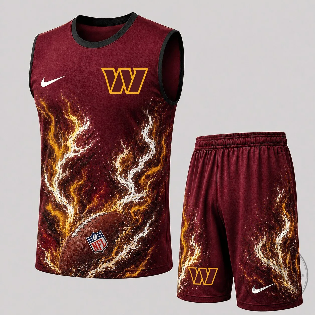 Washington Commanders NFL Football Flame Tank Top and Shorts Set
