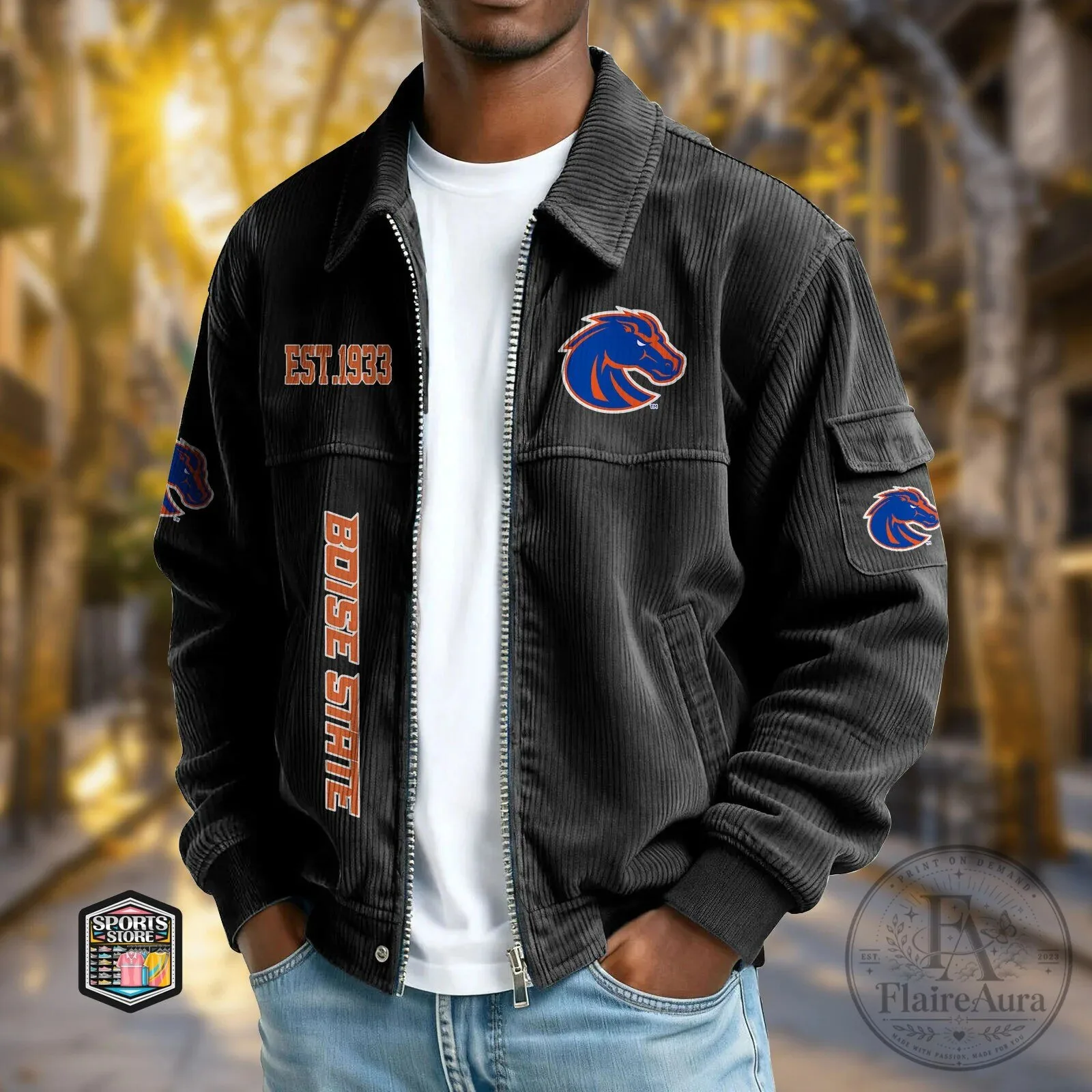 Boise State Broncos Established 1933 Corduroy Bomber Jacket