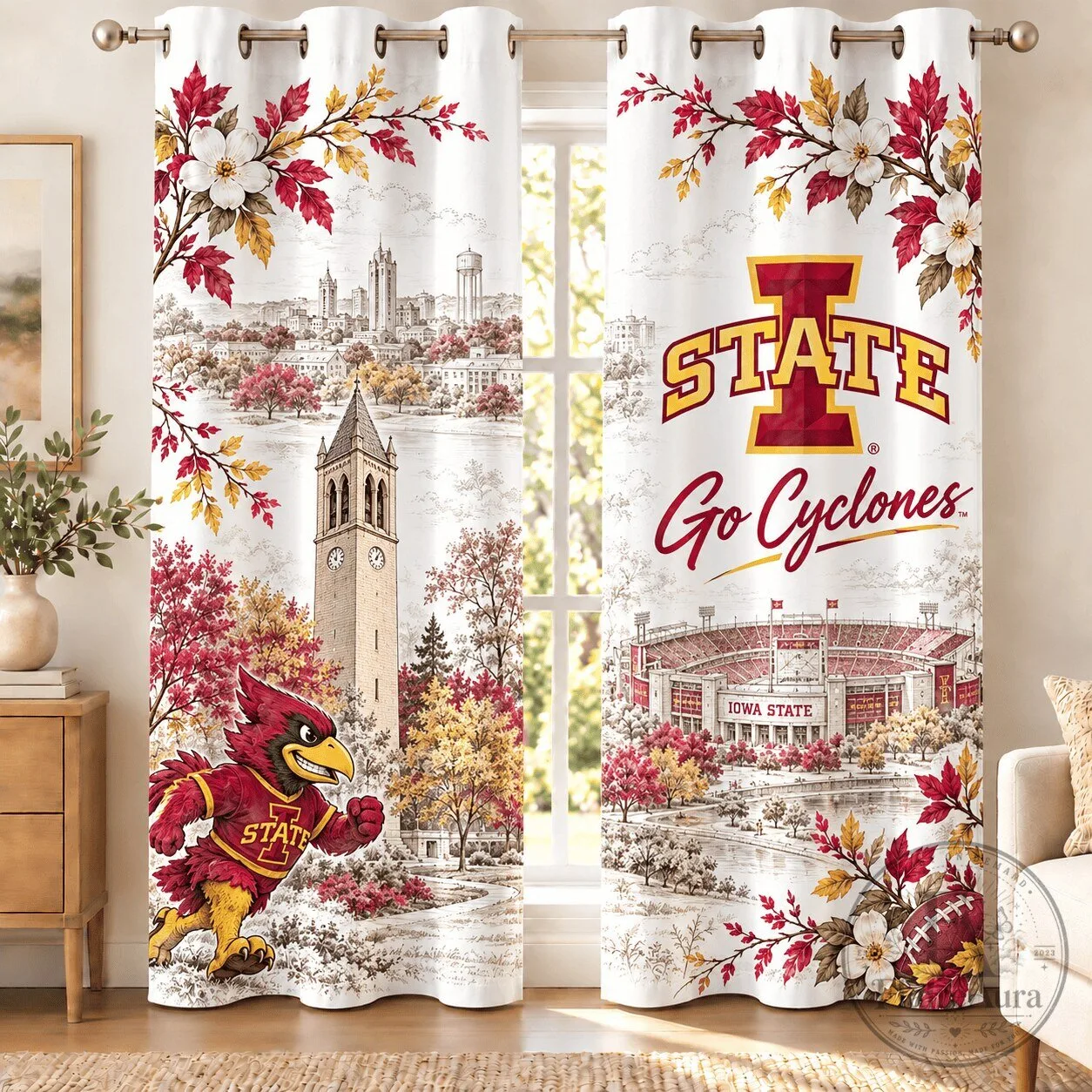 Iowa State Cyclones Football Team Fall Season Window Curtain