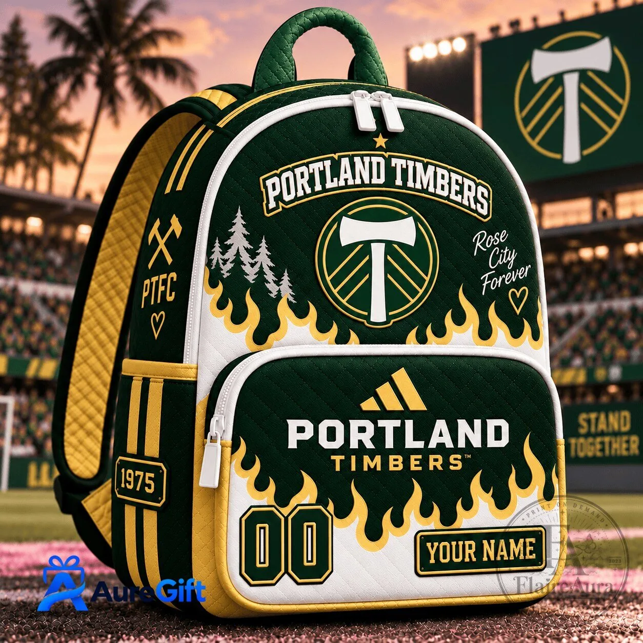 Portland Timbers Personalized Quilted Backpack with Custom Name and Number