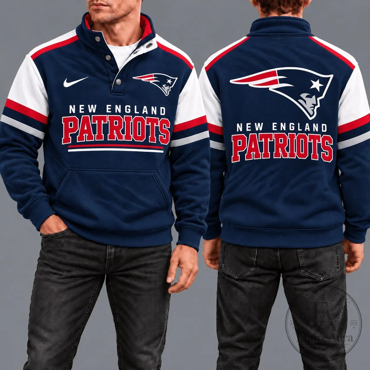 New England Patriots NFL Game Day Snap-Neck Pullover Hoodie for Men
