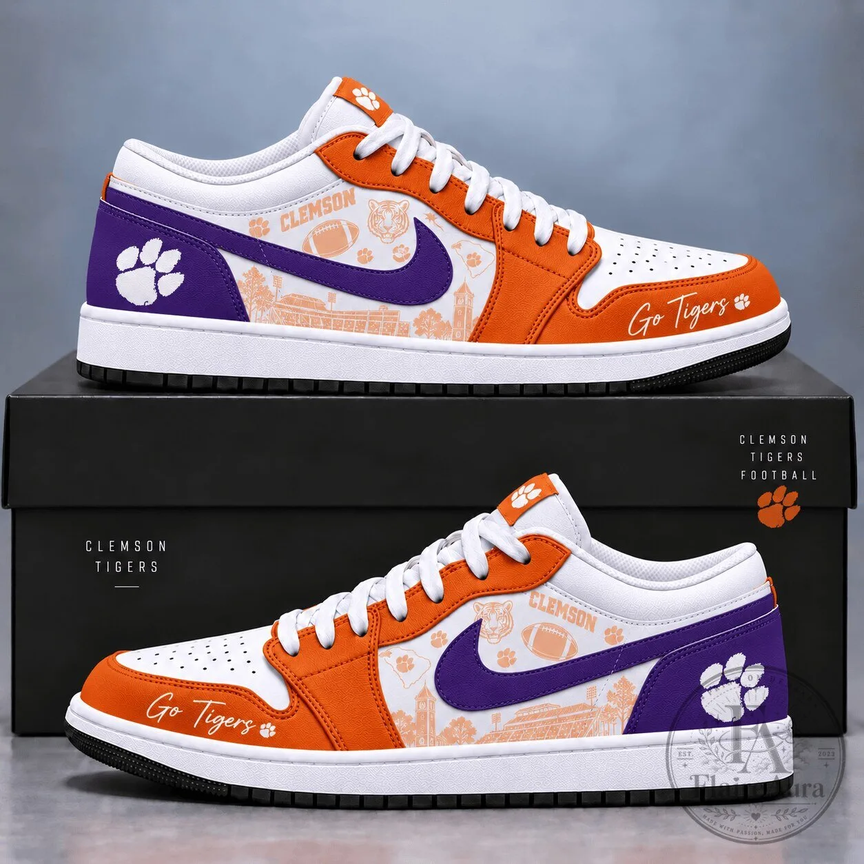 Clemson Tigers Football Team Custom Printed Sneakers