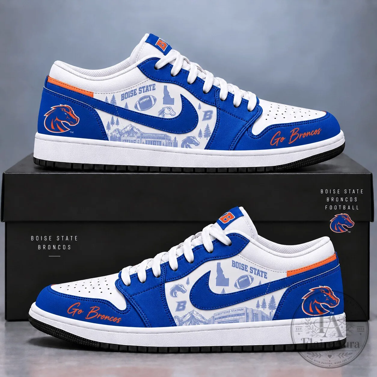 Boise State Broncos Football Team Custom Designed Athletic Sneakers