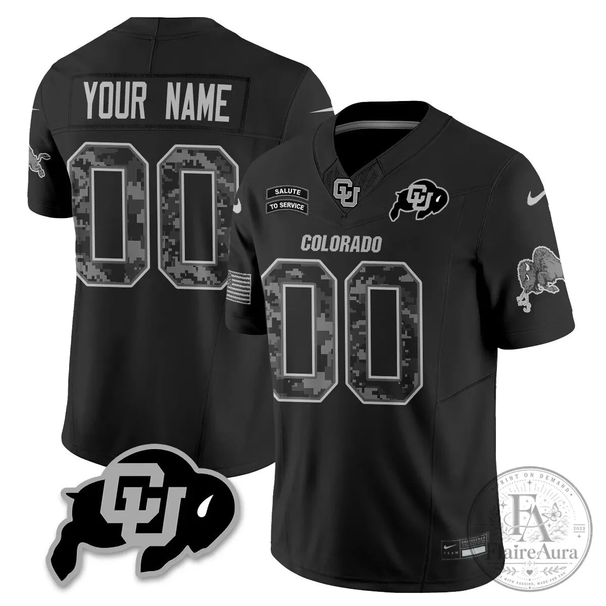 Custom Football Jersey for Colorado Buffaloes Salute to Service
